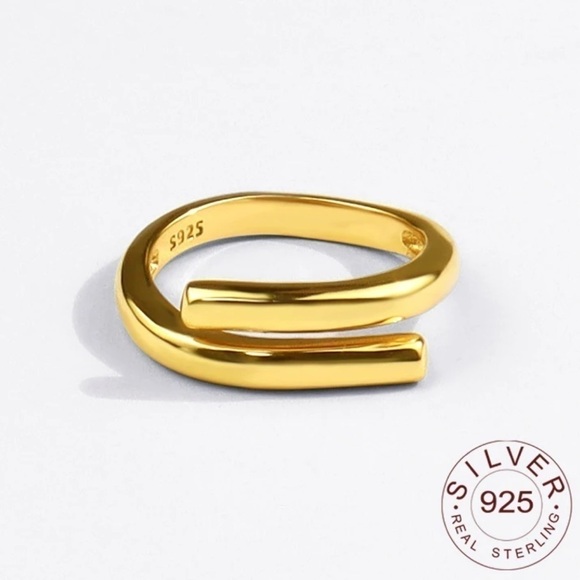 ⭐️new Gold over 925 Sterling Silver Twisted Bar Ring - Picture 7 of 10